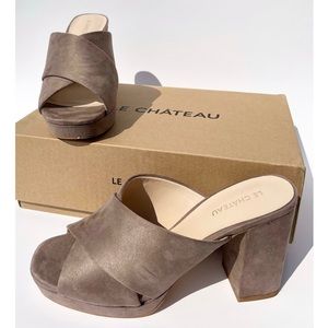 Taupe Criss Cross Platform Slide